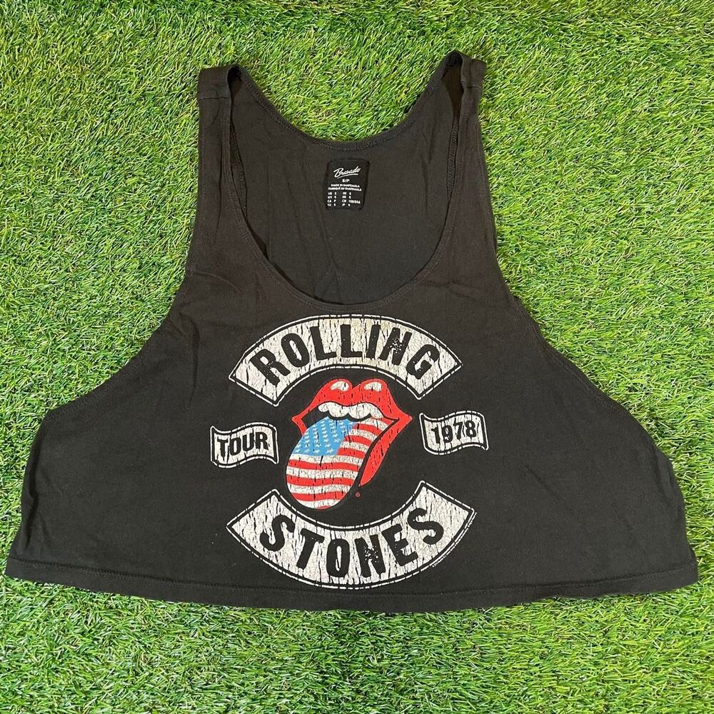 The Rolling Stones 1978 tour REPINT graphic crop black tank top women's small
